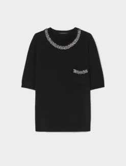 Maglia in seta e cachemire - NERO