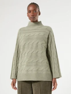 Maglia in soffilo di misto lana - VERDE SALVIA