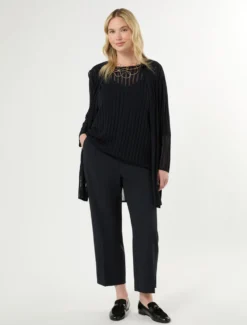 Maglia in viscosa a coste - BLU NOTTE
