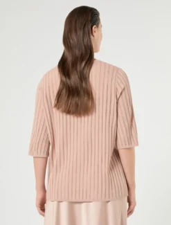 Maglia in viscosa a coste - ROSA ANTICO