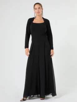 Maglia in viscosa con ricami - NERO