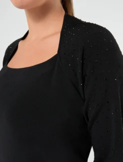 Maglia in viscosa con ricami - NERO