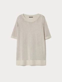 Maglia in viscosa con strass - BEIGE