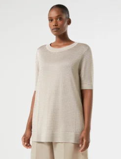Maglia in viscosa con strass - BEIGE