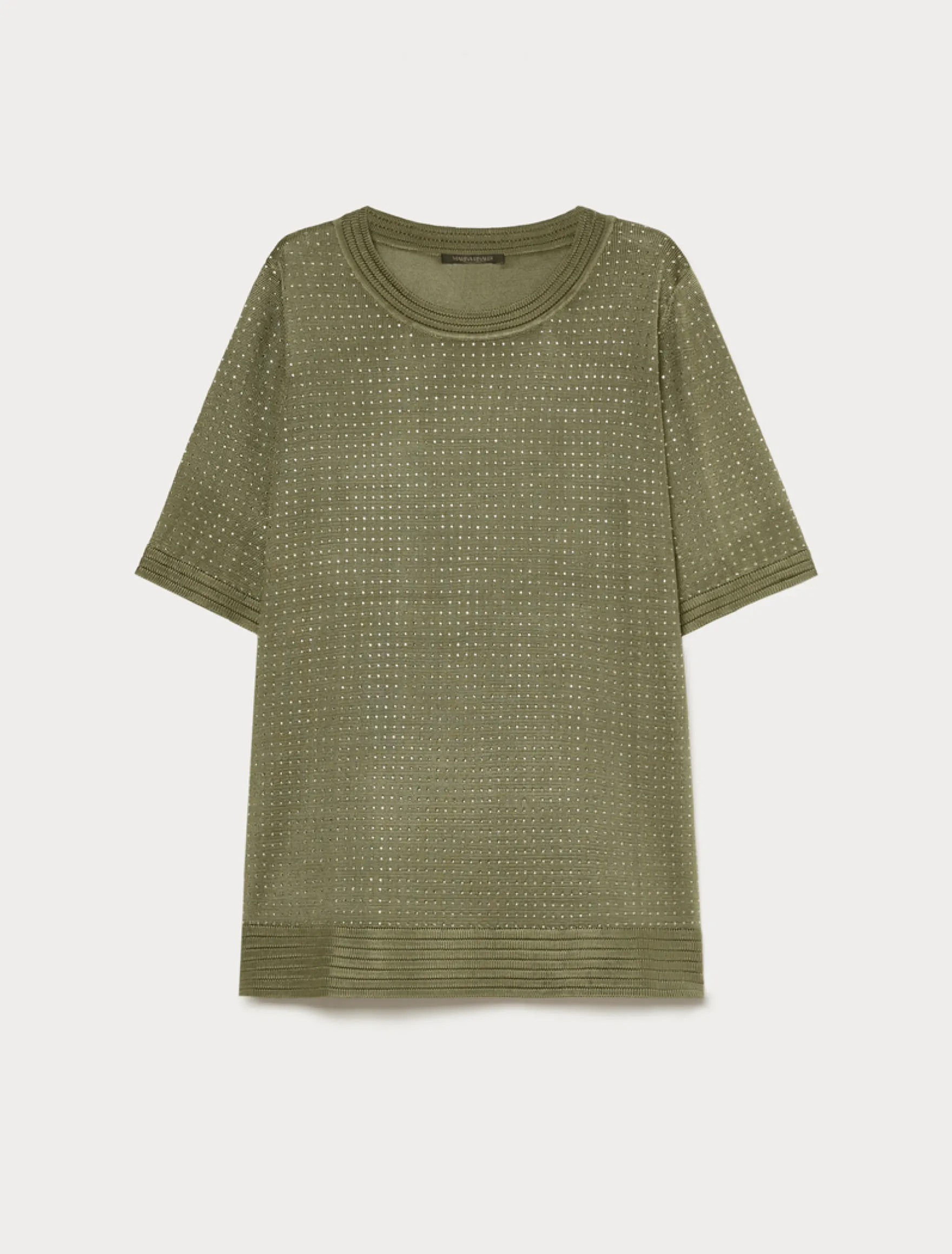 Maglia in viscosa con strass - VERDE KAKI