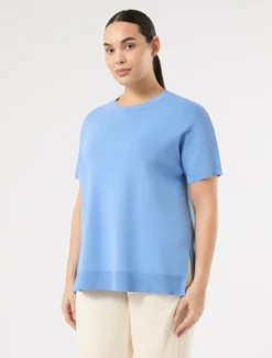 Maglia in viscosa crêpe - AZZURRO