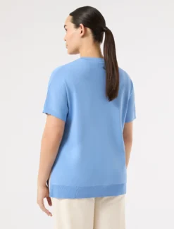 Maglia in viscosa crêpe - AZZURRO
