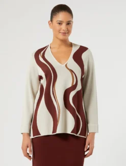 Maglia in viscosa jacquard - AVORIO