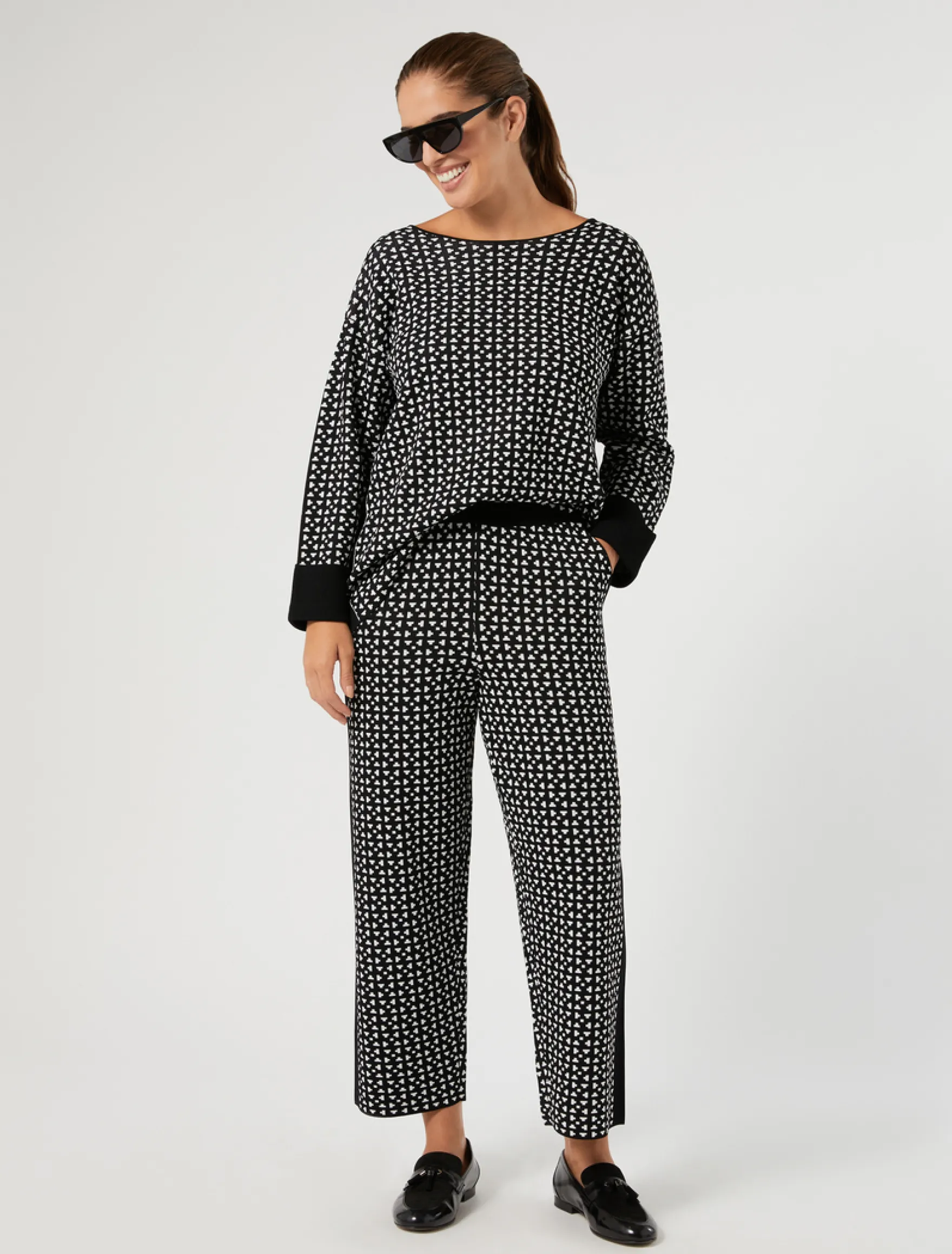 Maglia in viscosa opaca - NERO BIANCO