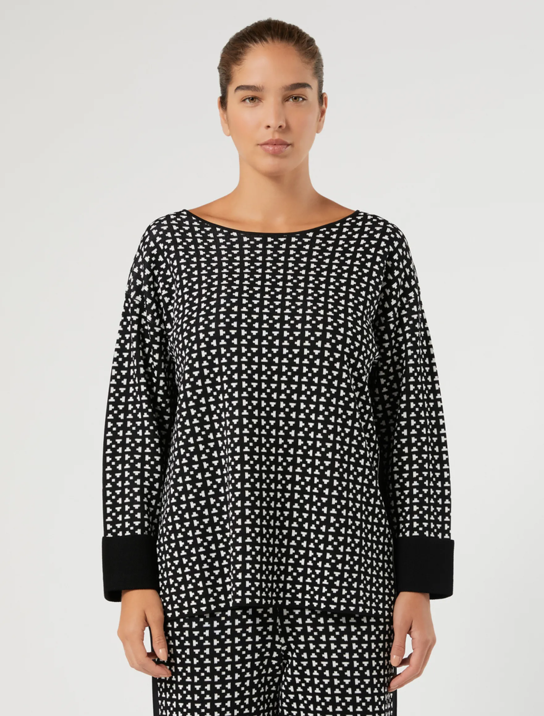 Maglia in viscosa opaca - NERO BIANCO
