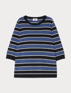 Maglia in viscosa rigata - BLU NOTTE