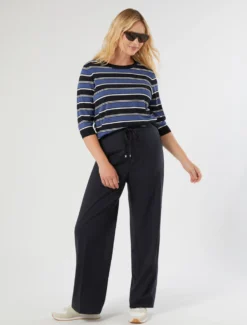 Maglia in viscosa rigata - BLU NOTTE