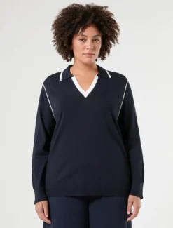 Maglia in viscosa stretch - BLU NOTTE