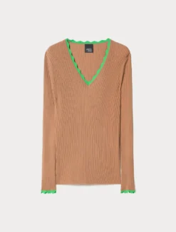 Maglia in viscosa stretch - CARAMELLO