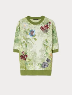 Maglia jacquard con ricami - BIANCO