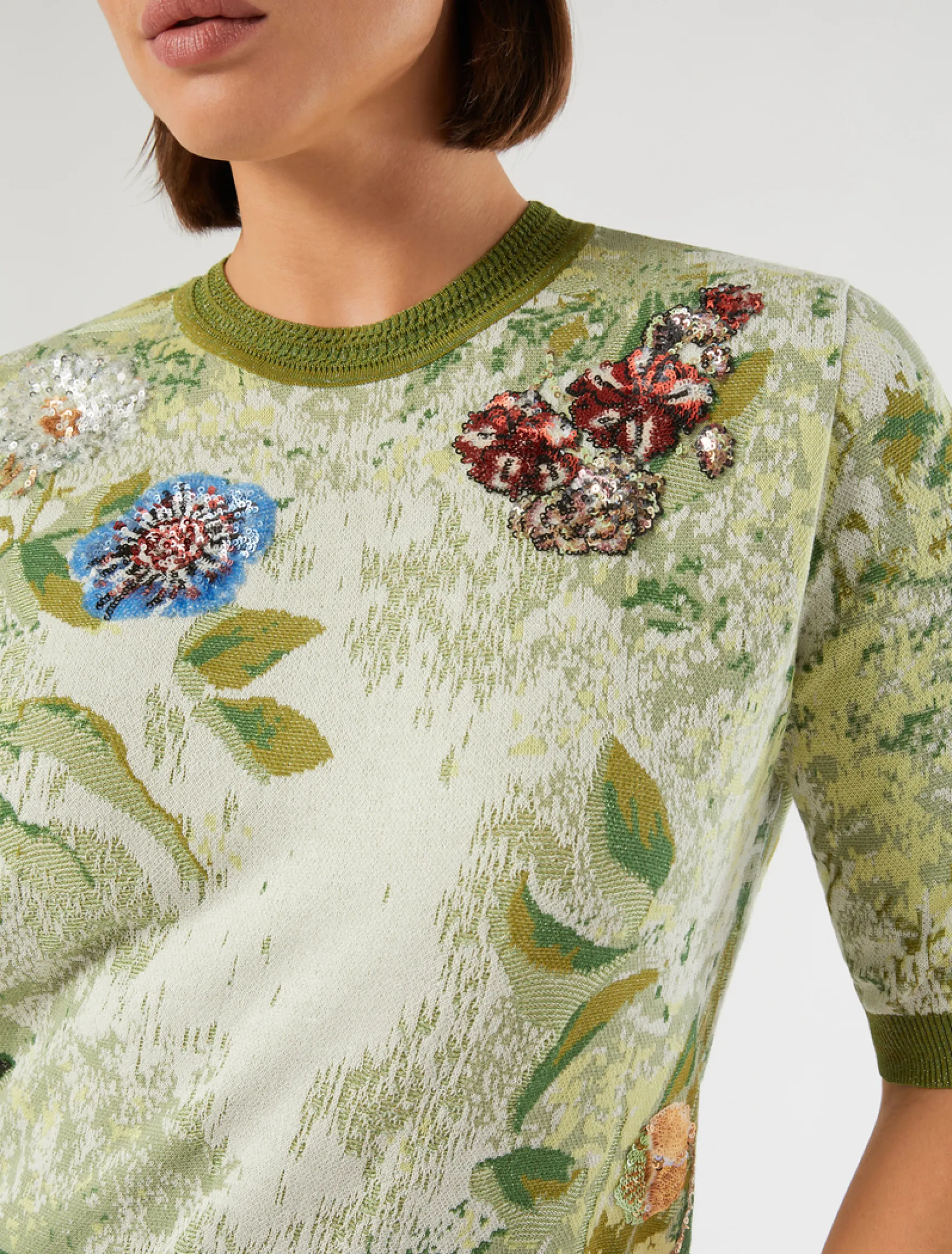 Maglia jacquard con ricami - BIANCO