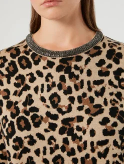 Maglia jacquard con ricamo - CAMMELLO