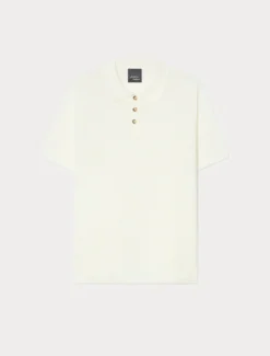 Maglia polo in lino e cotone - AVORIO