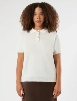 Maglia polo in lino e cotone - AVORIO