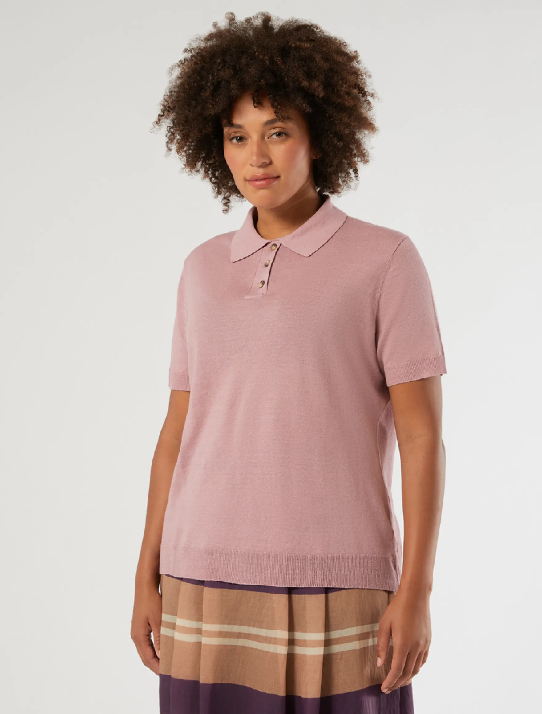 Maglia polo in lino e cotone - GLICINE