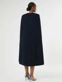 Mantella in cady ricamato - BLU NOTTE