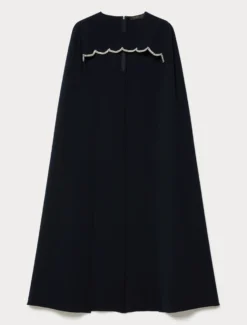 Mantella in cady ricamato - BLU NOTTE