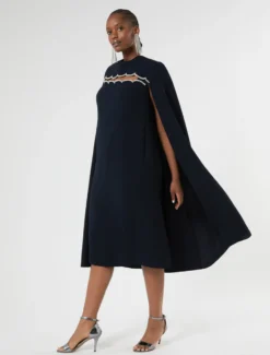 Mantella in cady ricamato - BLU NOTTE