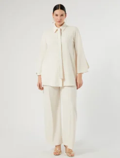 Pantaloni ampi in cady - BIANCO AVORIO