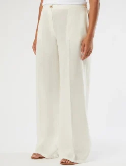Pantaloni ampi in puro lino - AVORIO