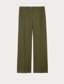 Pantaloni ampi in puro lino - VERDE KAKI