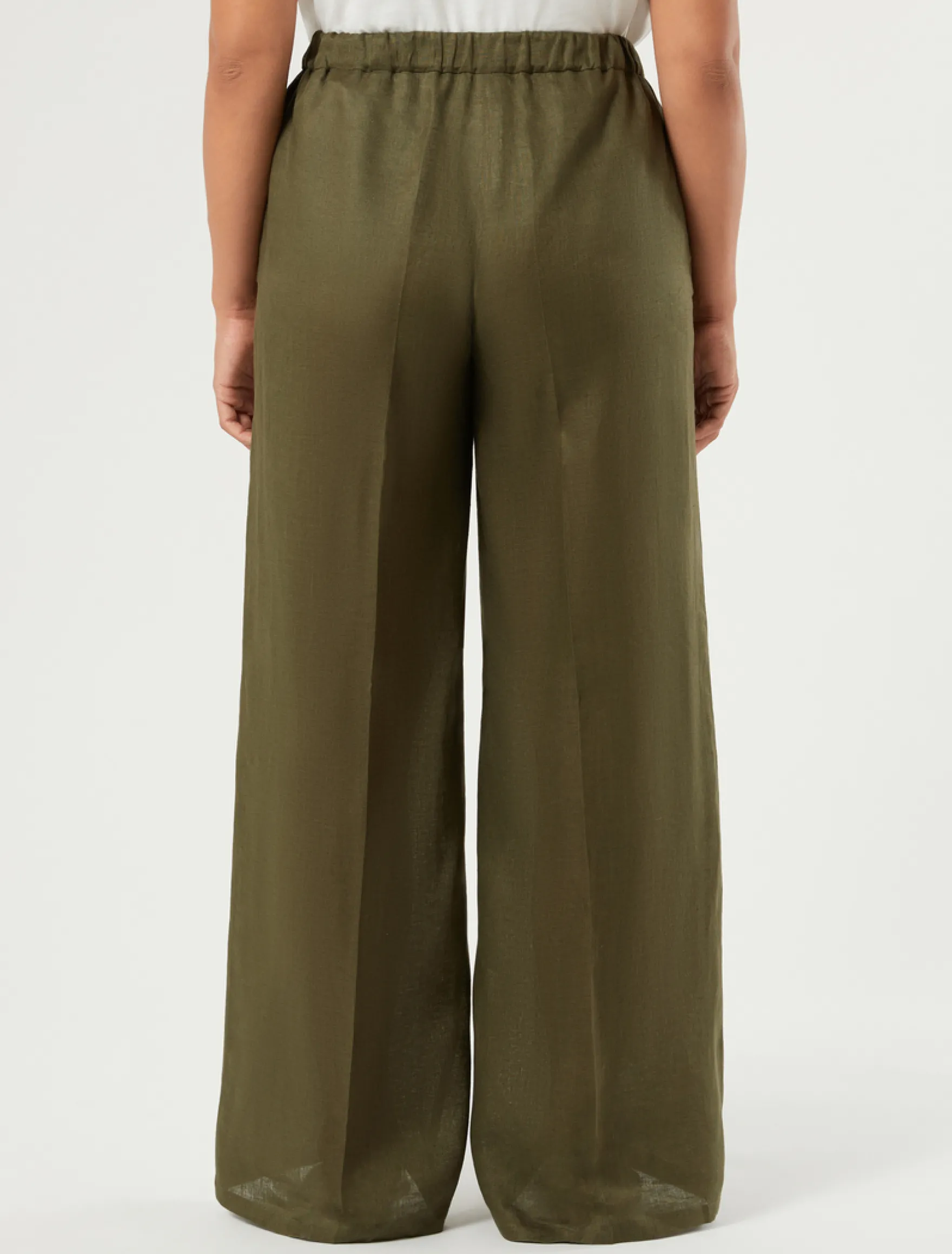 Pantaloni ampi in puro lino - VERDE KAKI