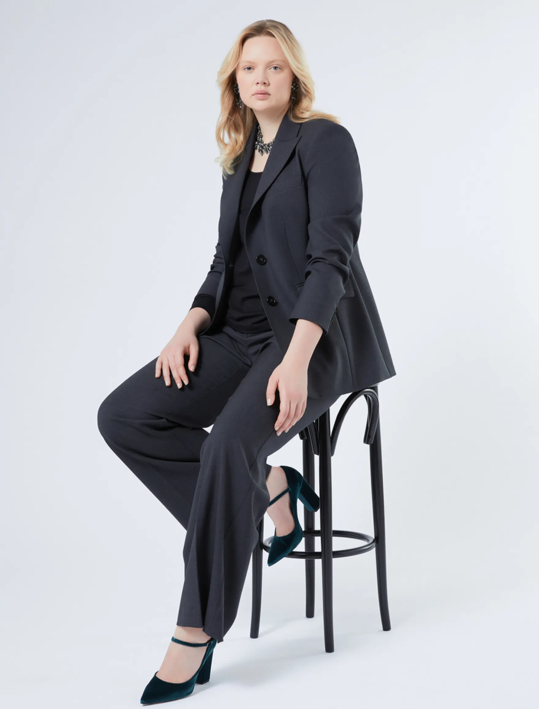Pantaloni ampi in tela di pura lana - ANTRACITE