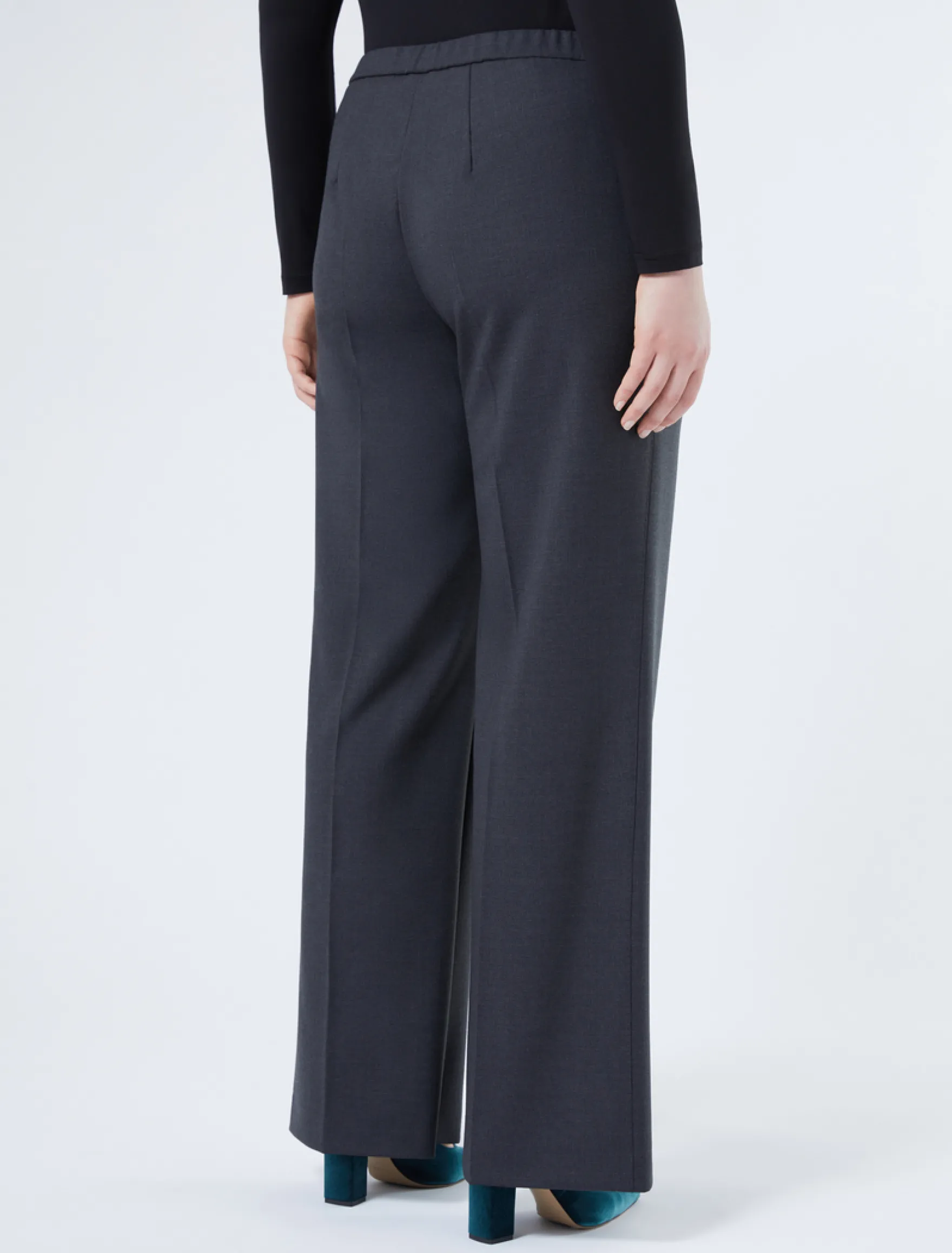 Pantaloni ampi in tela di pura lana - ANTRACITE