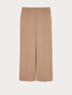 Pantaloni ampi in tela di pura lana - CAMMELLO