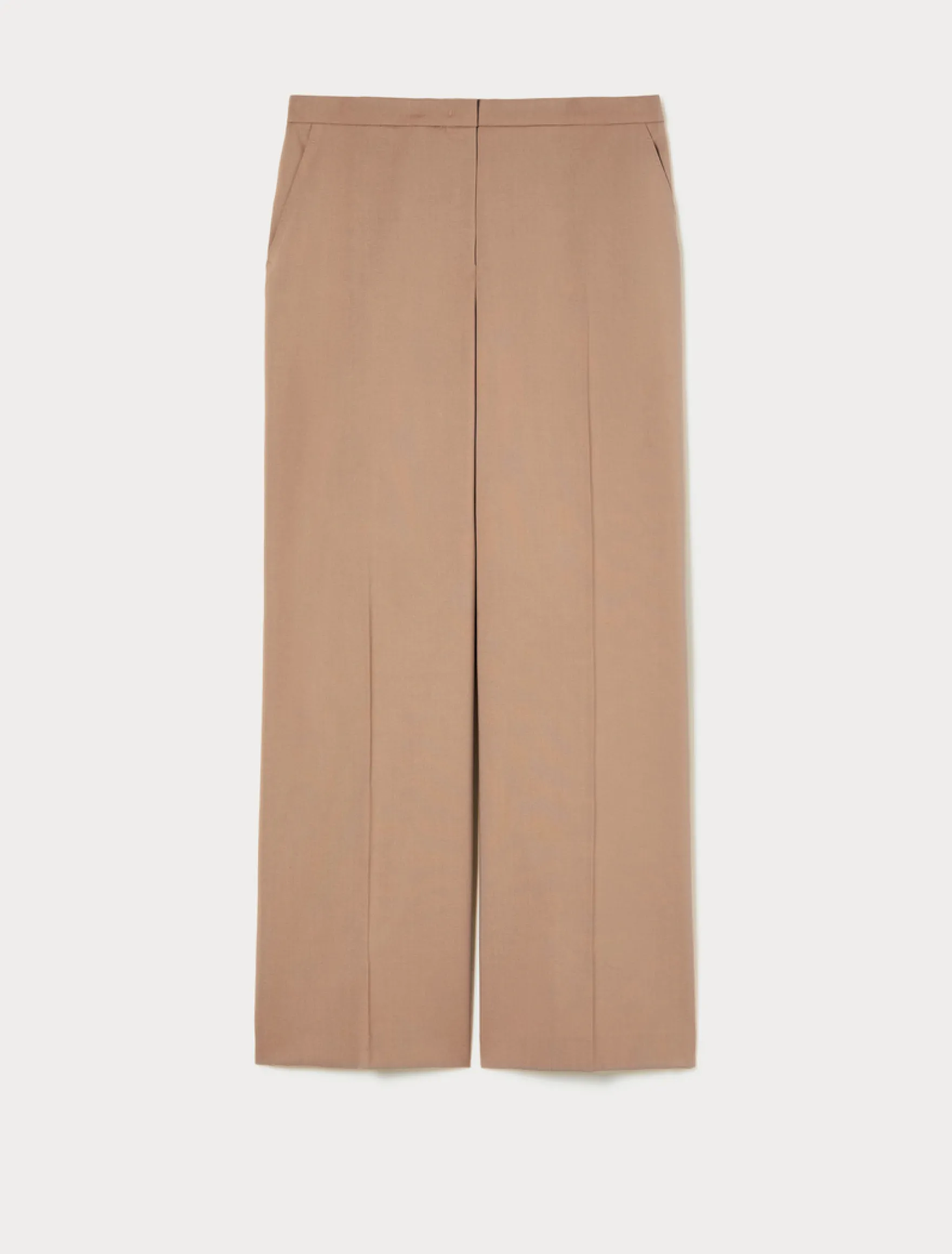 Pantaloni ampi in tela di pura lana - CAMMELLO
