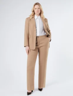 Pantaloni ampi in tela di pura lana - CAMMELLO
