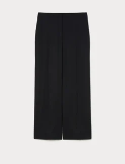 Pantaloni ampi in tela di pura lana - NERO