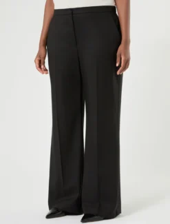 Pantaloni ampi in tela di pura lana - NERO