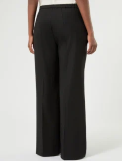 Pantaloni ampi in tela di pura lana - NERO