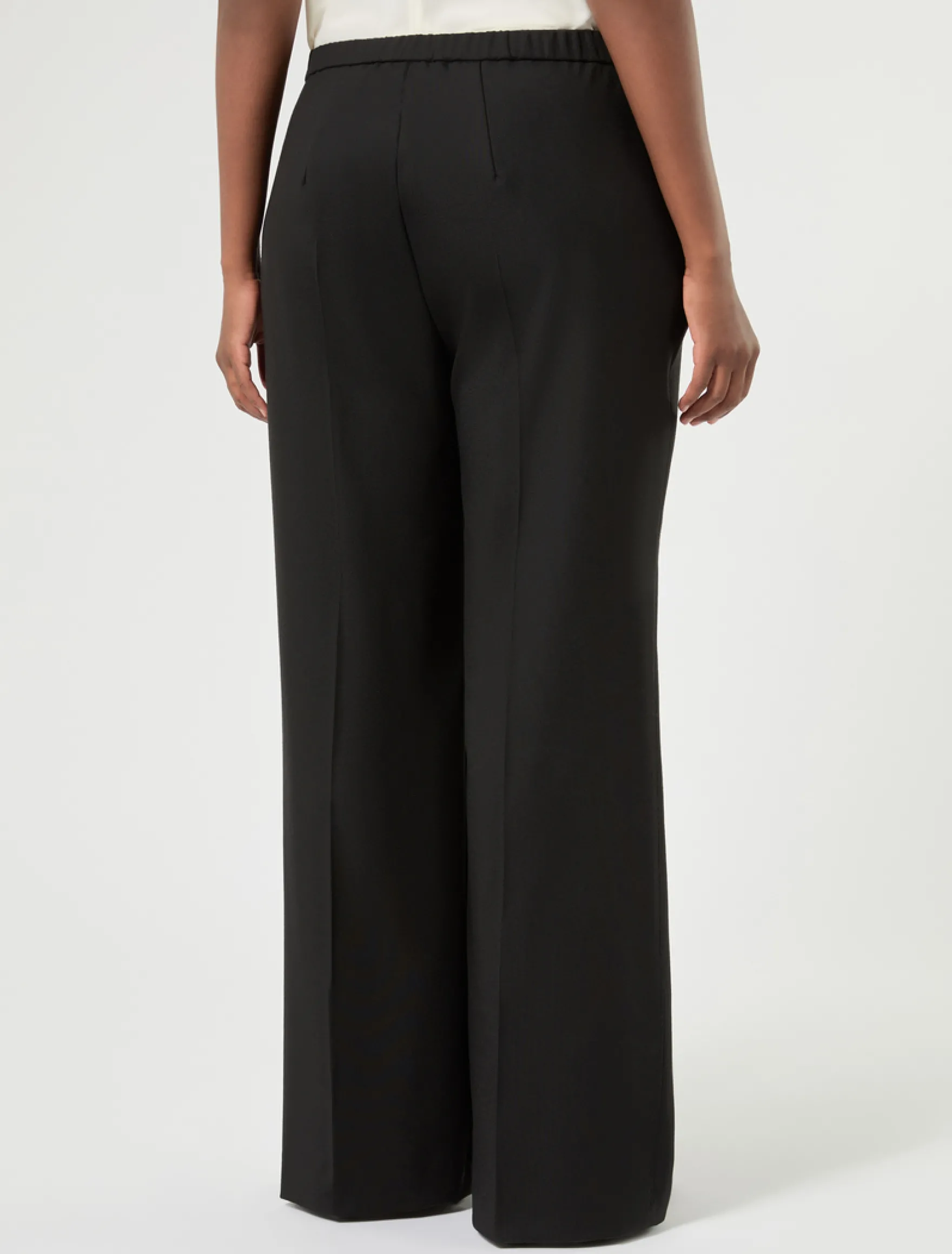 Pantaloni ampi in tela di pura lana - NERO