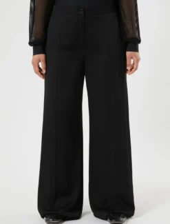 Pantaloni ampi in twill fluido - NERO