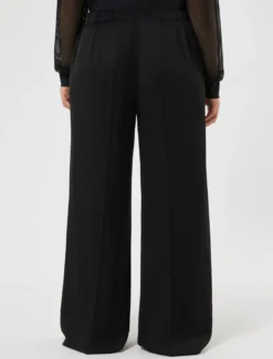 Pantaloni ampi in twill fluido - NERO