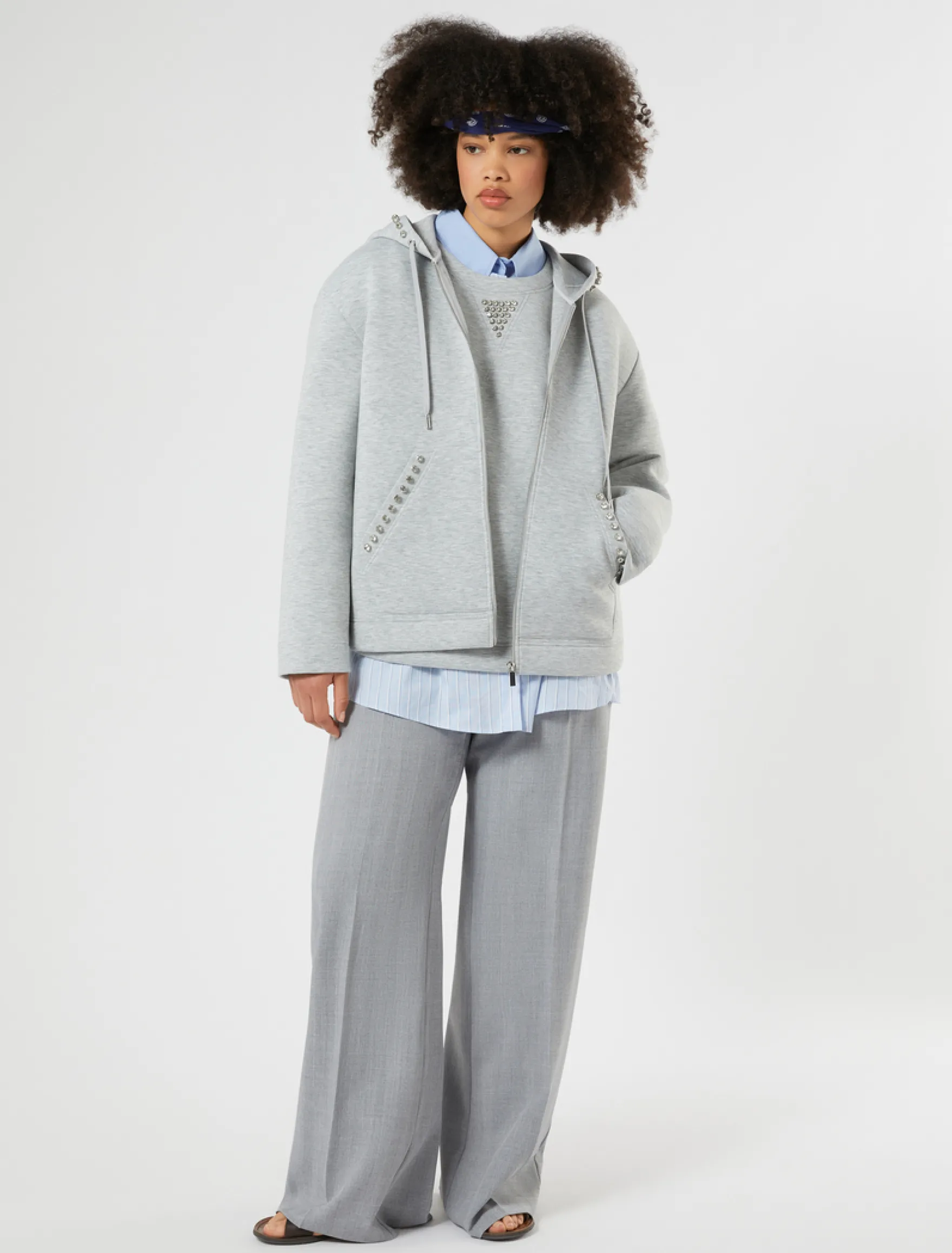 Pantaloni ampi in twill - GRIGIO MEDIO