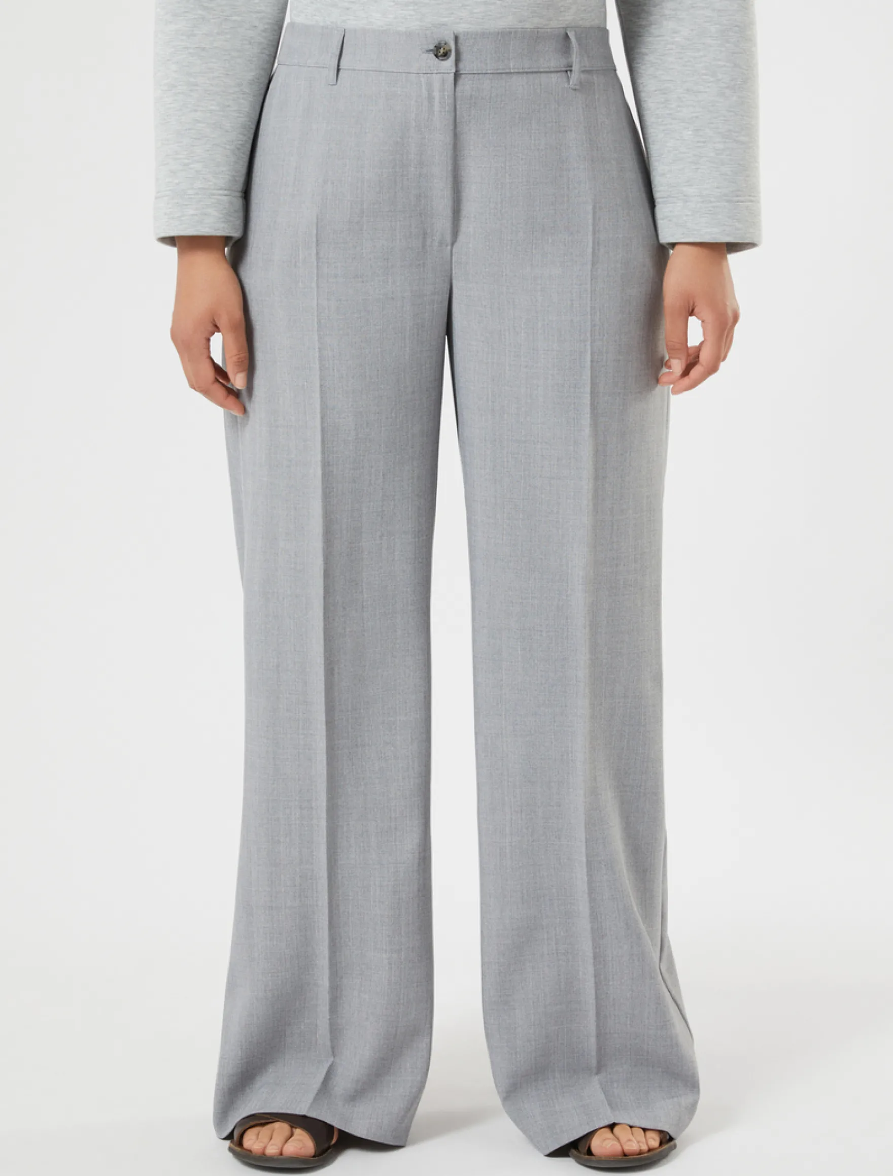 Pantaloni ampi in twill - GRIGIO MEDIO