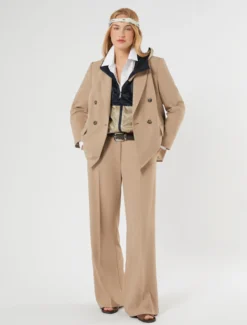 Pantaloni ampi in twill - NOCCIOLA
