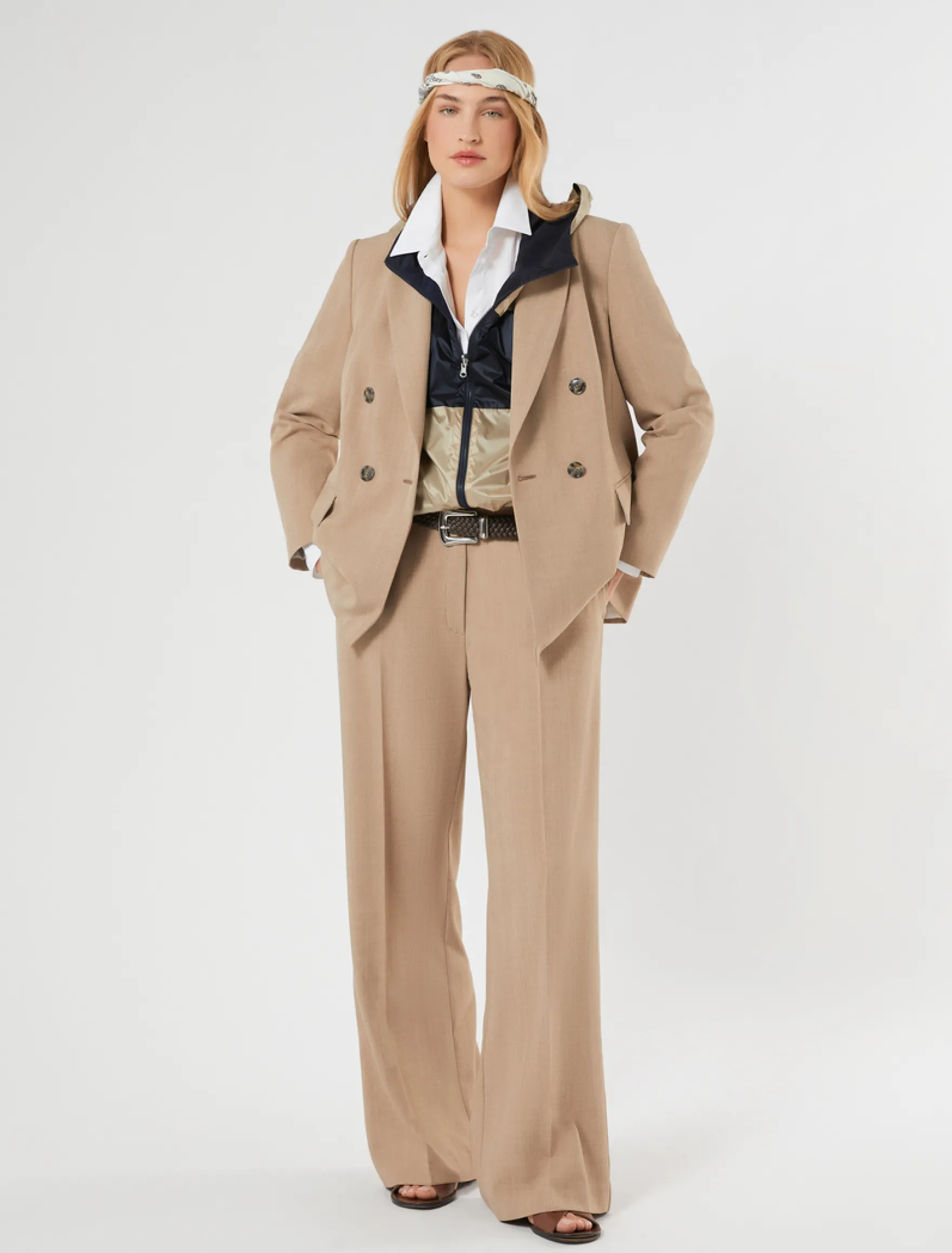 Pantaloni ampi in twill - NOCCIOLA