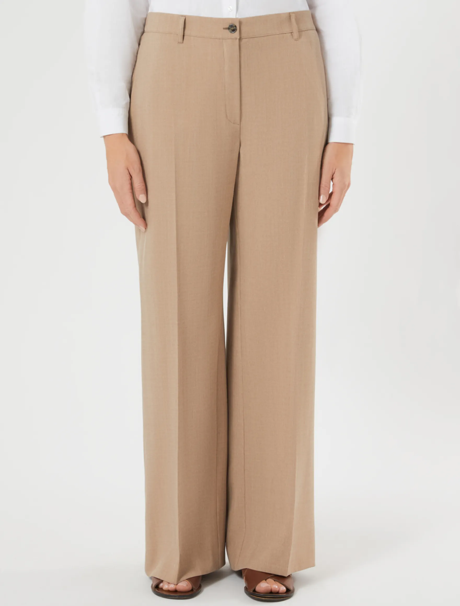 Pantaloni ampi in twill - NOCCIOLA