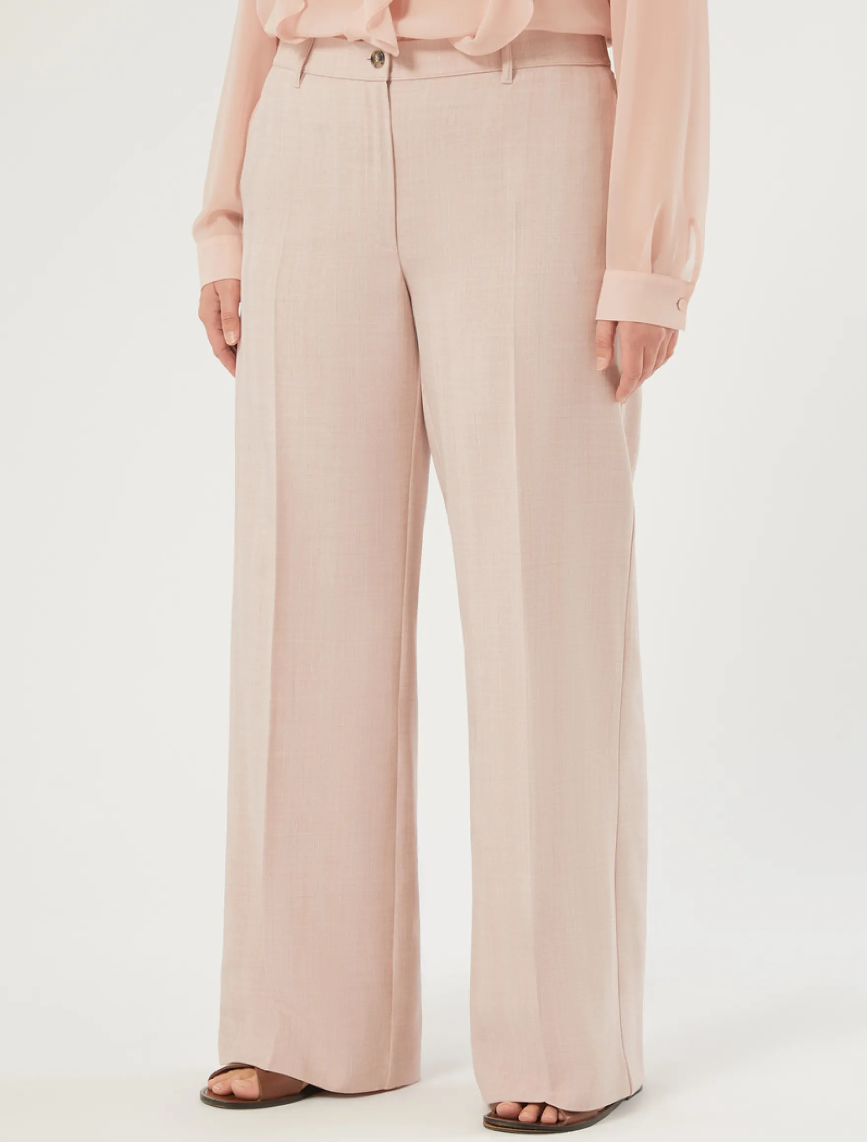 Pantaloni ampi in twill - ROSA SFUMATO