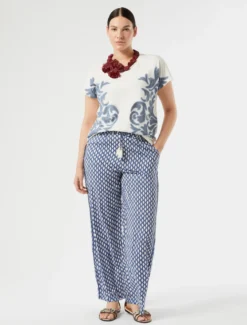 Pantaloni ampi in viscosa - BIANCO