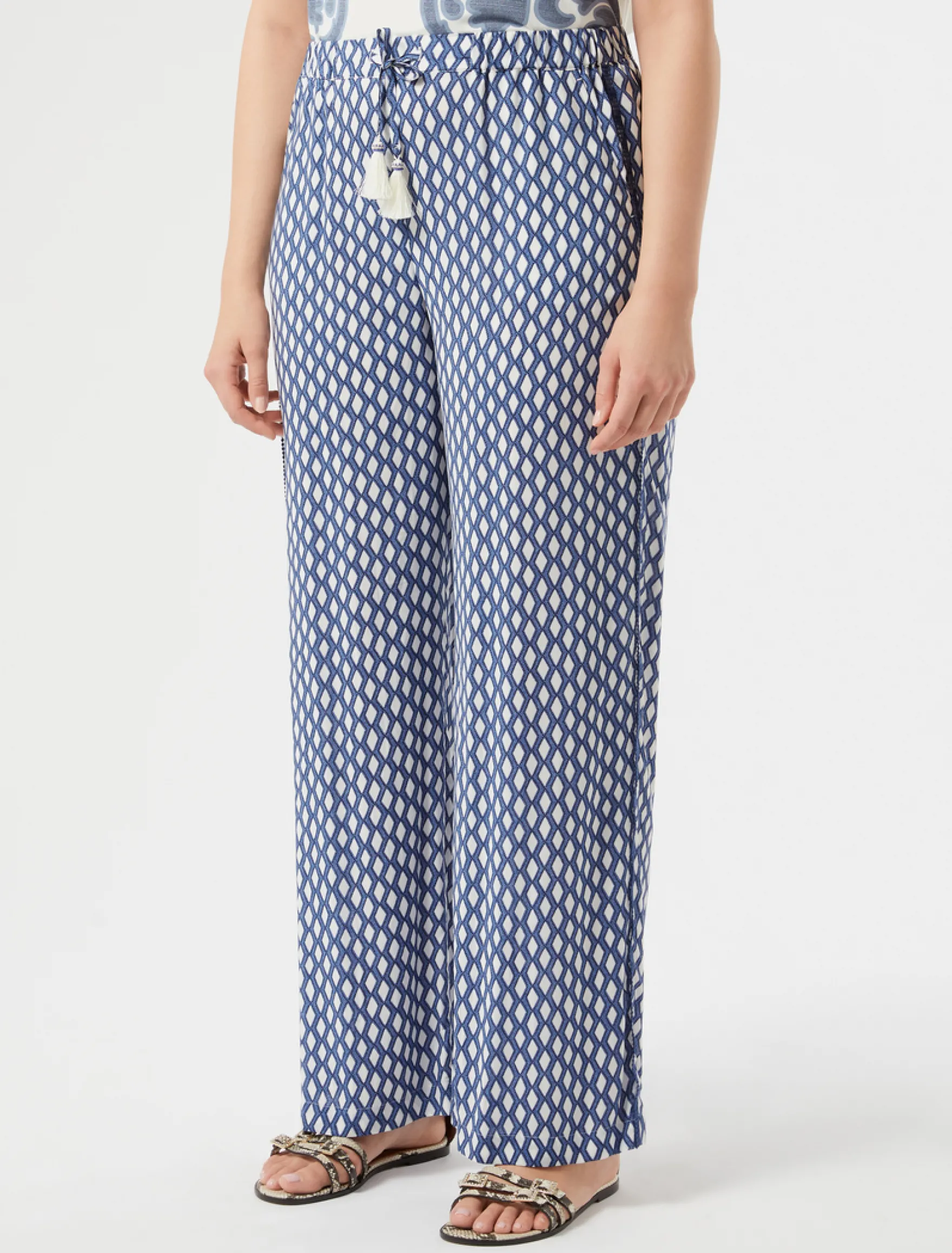 Pantaloni ampi in viscosa - BIANCO